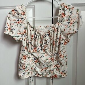 White flower womens crop top
